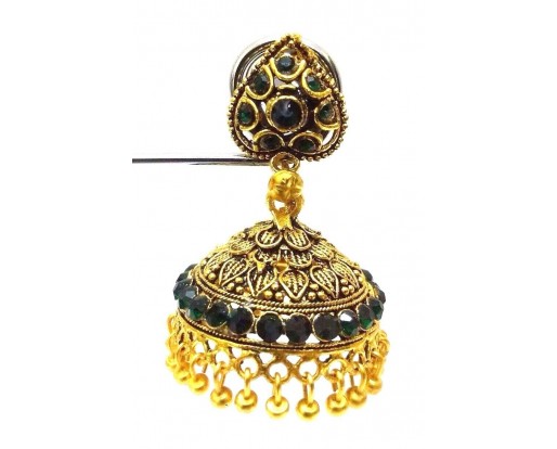 Golden Oxidized Earrings Jhumka Jhumki Jewelry Bollywood Drop Dangle Long AE25